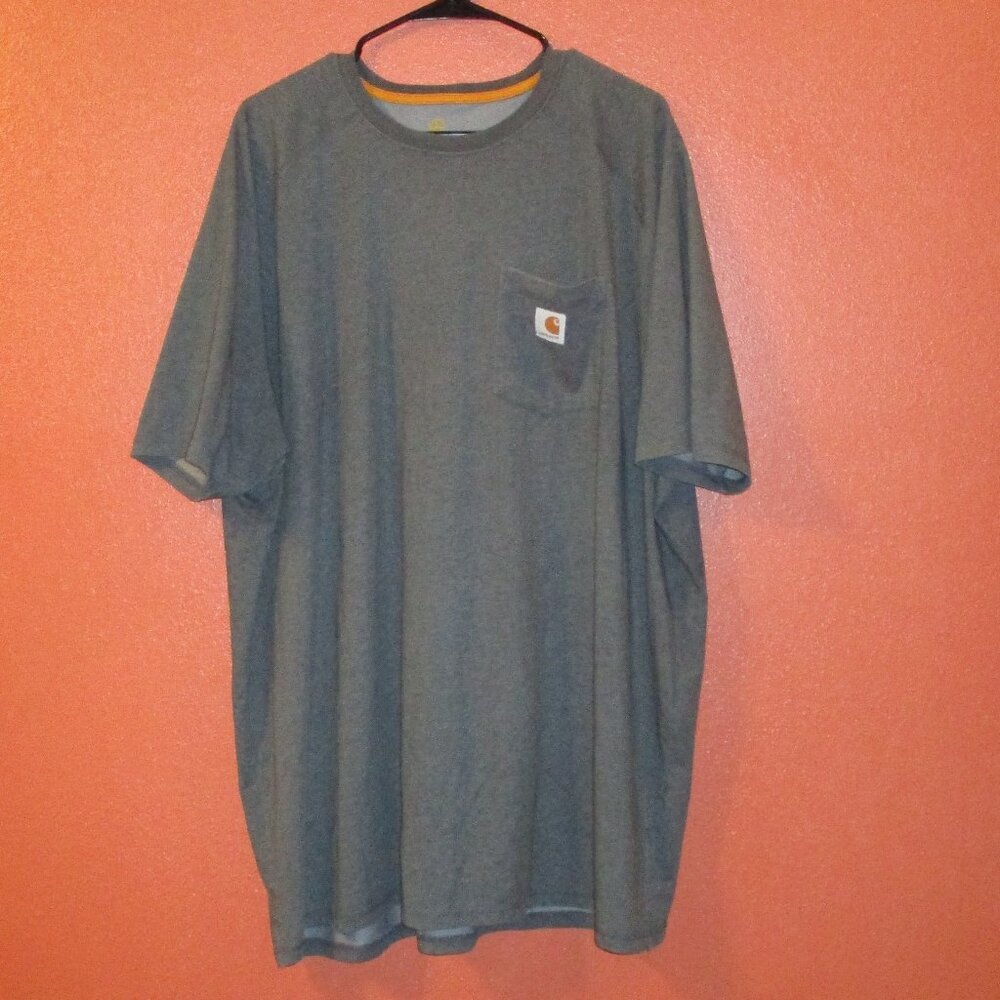 Carhartt Shirt Men 3X Large Tall Gray Front Pocket Outdoors Short Sleeve Shirt